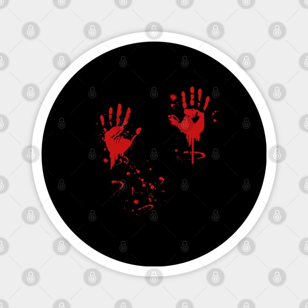 Halloween bloody hands blood splatter gift idea Magnet by BurunduXX-Factory